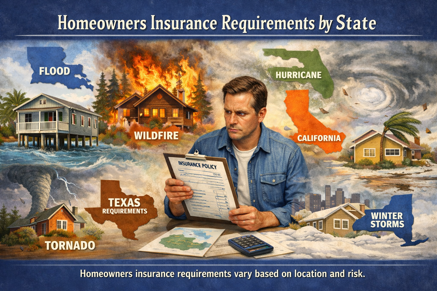 A homeowner comparing insurance requirements across different U.S. states.