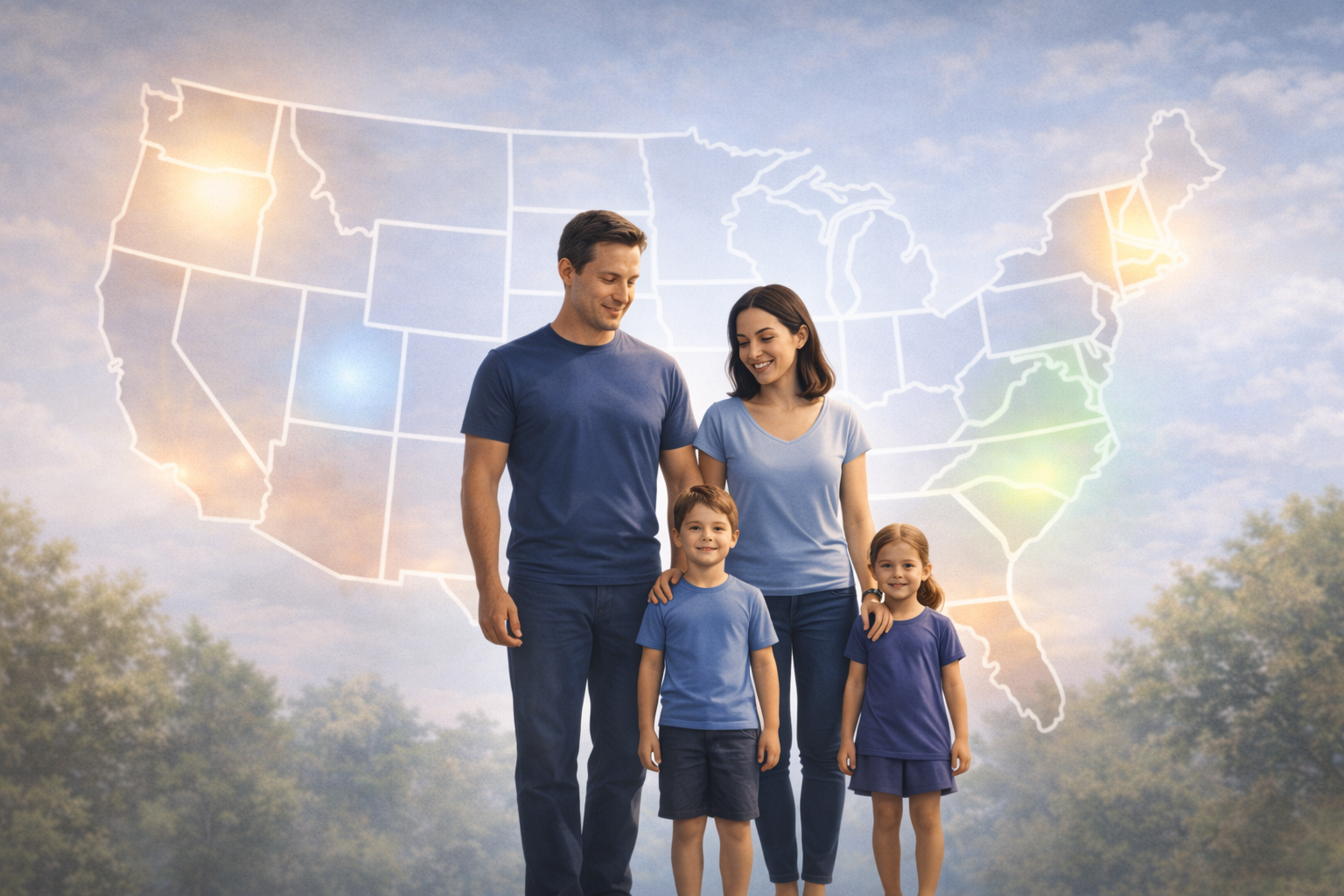 A family considering life insurance options that vary by state.