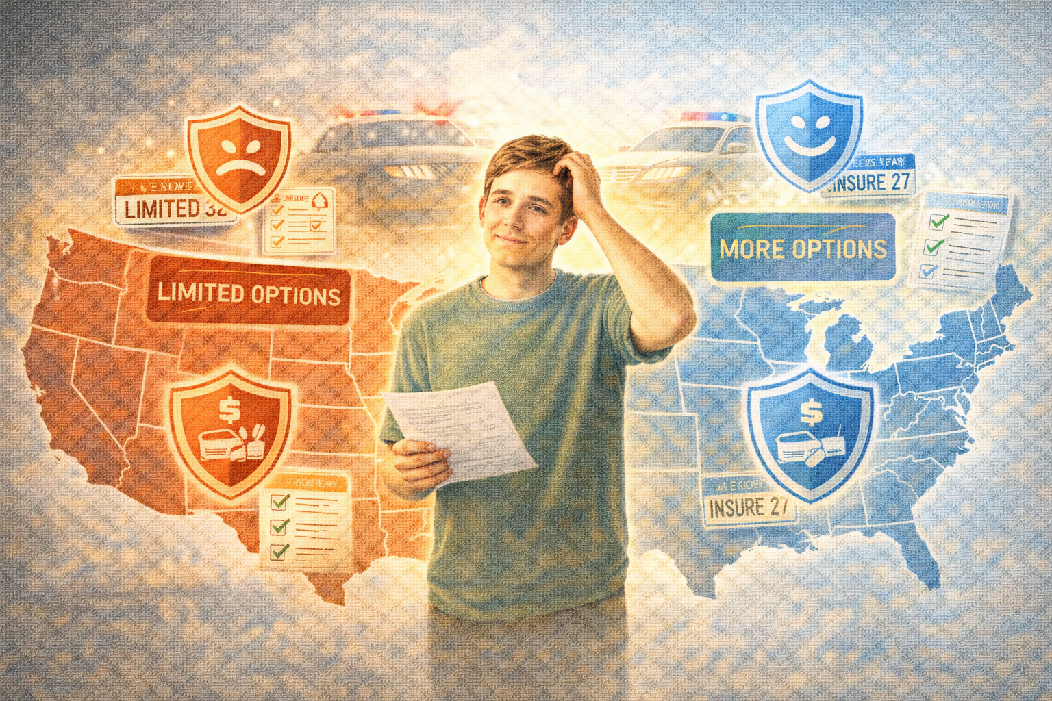 A high-risk driver comparing insurance provider options across different states.